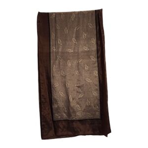 CALVIN KLEIN‎ x VINTAGE 90's rectangle silk scarf leaf motif fall brown